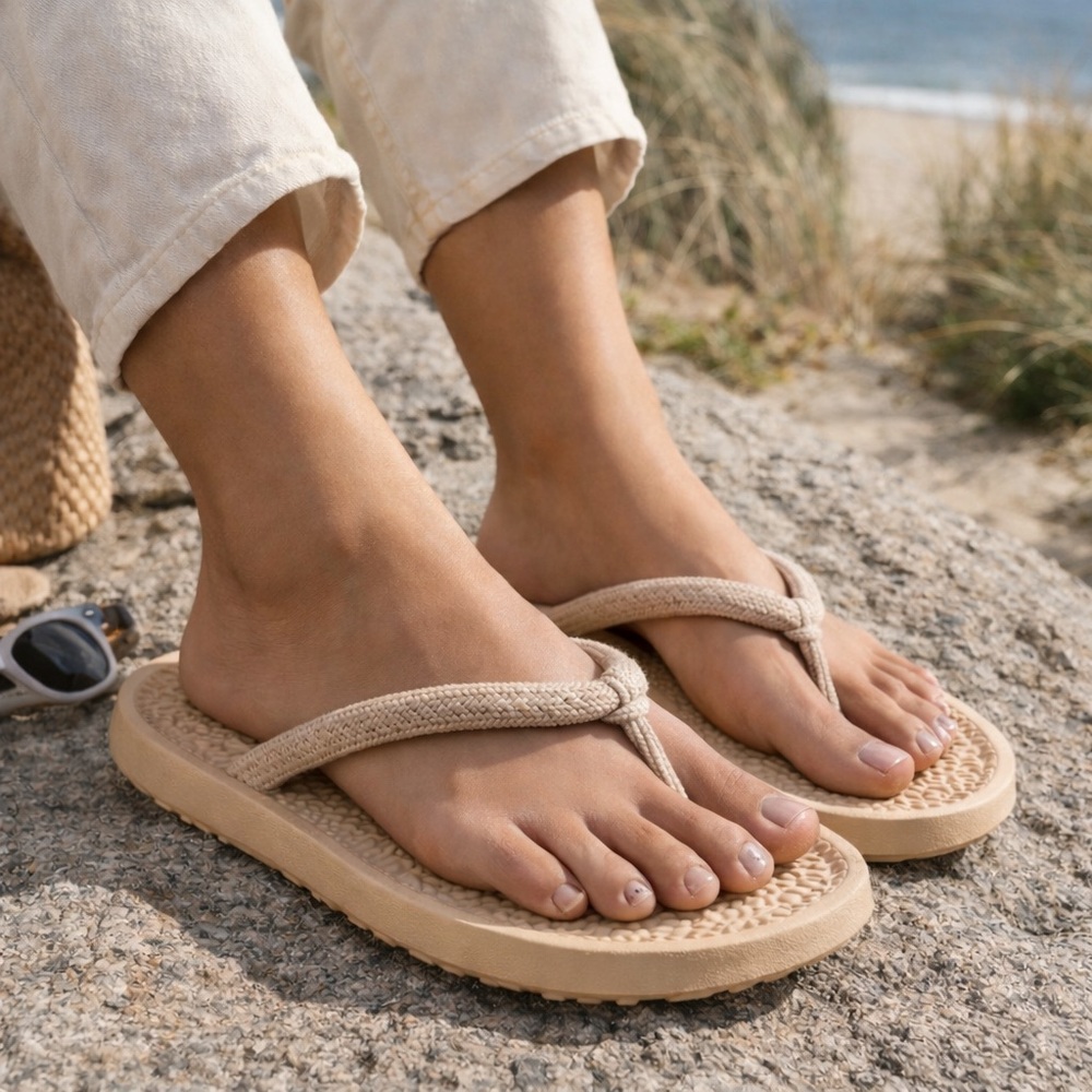 Allbirds Sugar Zeffer Sandals Lux SweetFoam Rope Thong Sustainable W8 M6 neutral